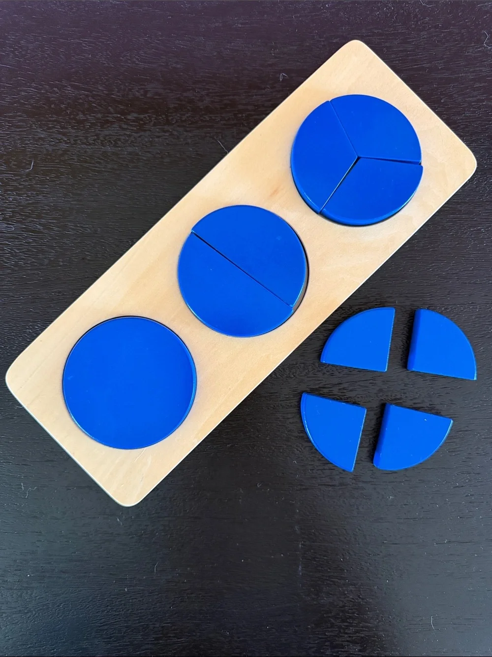 MontiKids Blue Wooden Fraction Puzzle - Set of Circles